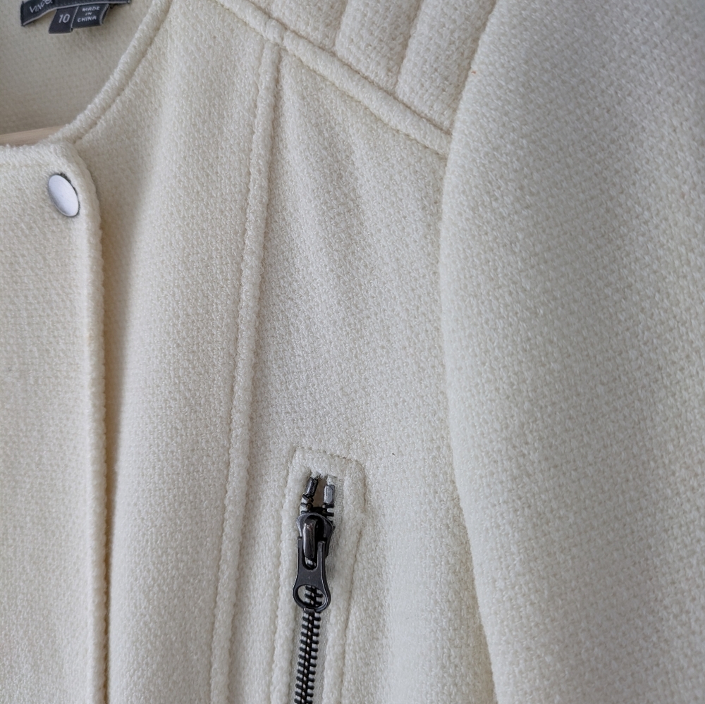 Vince Cream Wool Blend Blazer Jacket - Zipper Detail - Size 10 - Picture 6 of 16